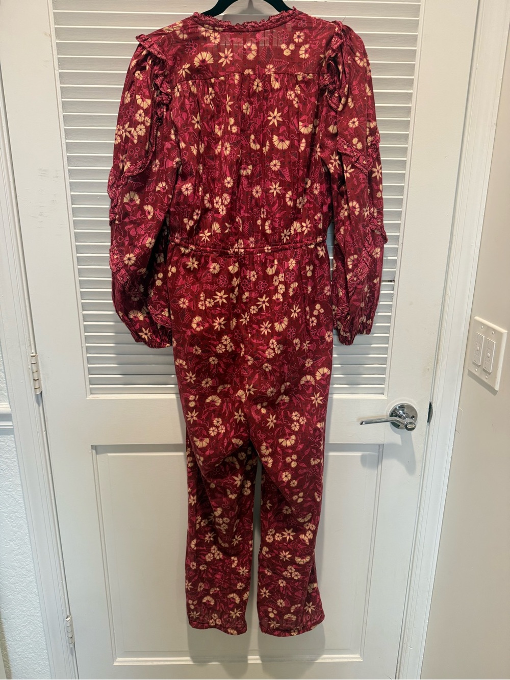 Ulla Johnson Delphine Raspberry Floral Zip-Front Long-Sleeve Jumpsuit - Picture 5 of 7